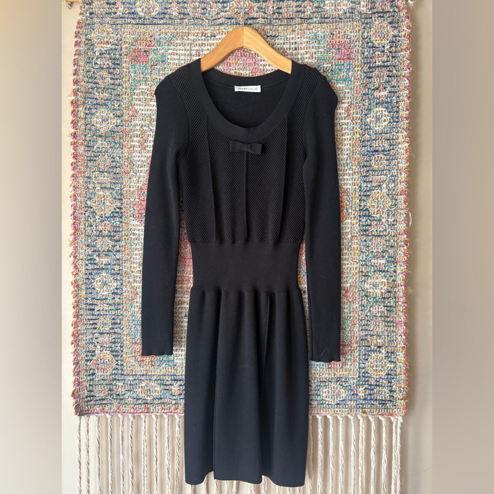 See By Chloe Black Knit dress with bow detail